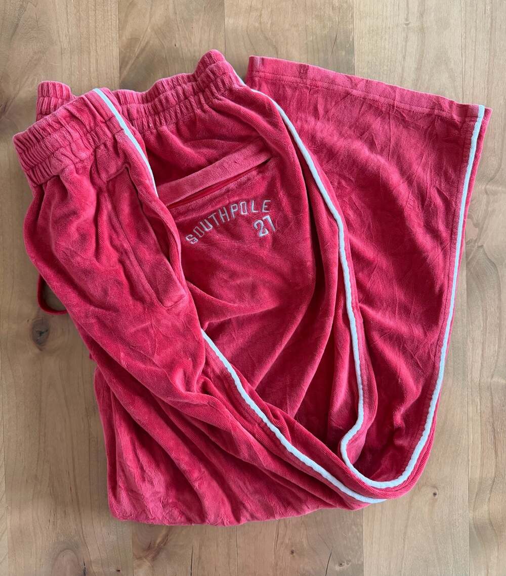 Southpole Authentic Collection Red Velour Track Pants Size XL